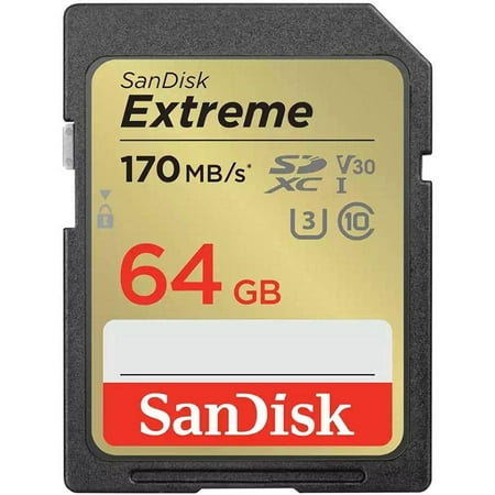 SanDisk Extreme 64GB UHS-I U3 SDXC Memory Card (SDSDXV2-064G-ANCIN) - (Open Box)