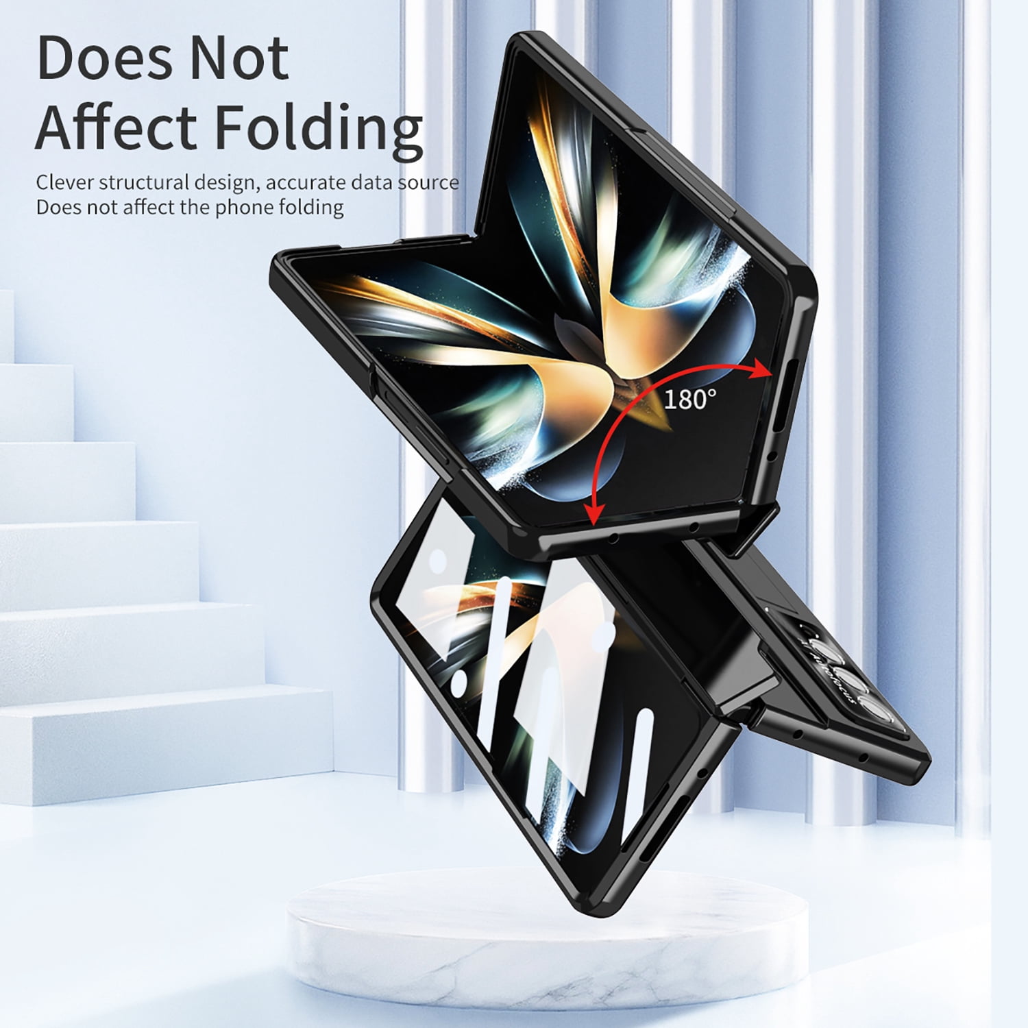 for Samsung Galaxy Z Fold 4 Case Magnetic Hinge Protection Built-in S Pen Holder with Front Glass Kickstand All-Inclusive PC Shockproof Case Wireless Charging for Samsung Z Fold 4 5G 2022, Black