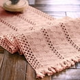 thumbnail image 1 of shiyou-Macrame Table Runner Pure Pink Boho Table Runners with Tassels Hand Woven Cotton Table Runner Rustic Farmhouse Table Runners for Bohemian Kitchen Dining Table(12x71in), 1 of 4