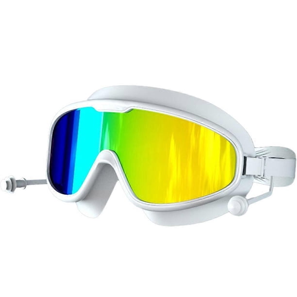 Waterproof and anti-fog HD large frame swimming glasses-white colorfulsport equipment