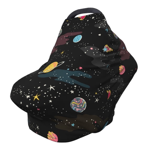 Fotbe Galaxy Pattern Car Seat Covers for Babies, Nursing Breastfeeding Cover Carseat Canopy, Soft Stretchy Carrier Cover