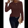 thumbnail image 3 of Suéteres de Invierno para Mujer, Suéter de Punto Moderno con Detalle de Botones y Mangas Raglán, Suéter de Moda. Café L, 3 of 8