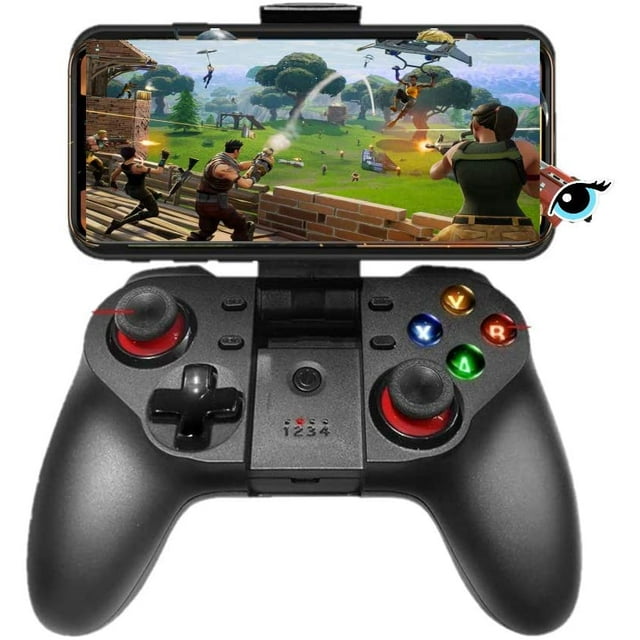 Upgraded Mobile Controller for The Most Games, Mobile Gamepad Wireless Game Controller Joystick for Android, Key Mapping, Shooting Fighting Racing Game-NO Supporting iOS 13.4 OR Above (Black-1)