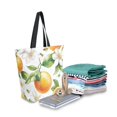 thumbnail image 2 of FORMRS Womens Canvas Tote Bag with Zipper Inner Pocket Shoulder Handbag, Floral Watercolor Oranges, 2 of 7