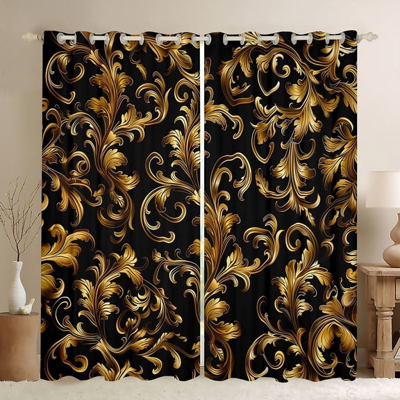 Manfei Boys Girls Boho Flowers Black Out Curtains,Bohemian Damask Curtains Pack of 2 (42x63 Each),Traditional Flower Bedroom Curtains,Lightweight Room Decor