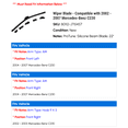 thumbnail image 2 of Wiper Blade - Compatible with 2002 - 2007 Mercedes-Benz C230 2003 2004 2005 2006, 2 of 2
