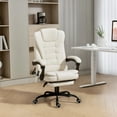 thumbnail image 2 of Vinsetto Massage Office Chair, Velvet Fabric Desk Chair w/ Footrest, Beige, 2 of 10
