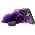 thumbnail image 2 of iPhone 12 Pro Max,Girls Women Marble Design Inlaid Glitter Rhinestone Diamond Bling Shockproof Hybrid Hard PC Bumper TPU Silicone Case & Furry Ball 36, 2 of 4