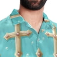thumbnail image 5 of Easter Cross Men's Short Sleeve Beach Shirts Button Down Poplin Casual Printed Summer Unisex, 5 of 6
