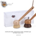 thumbnail image 2 of FOLI Bamboo Handle Dish Scrub Brushes - Wooden Cleaning Scrubbers with Stiff Bristles for Washing Kitchen Cast Iron Pan Pot (2PCS with Sisal & Palm Bristles, Long Handle), 2 of 8