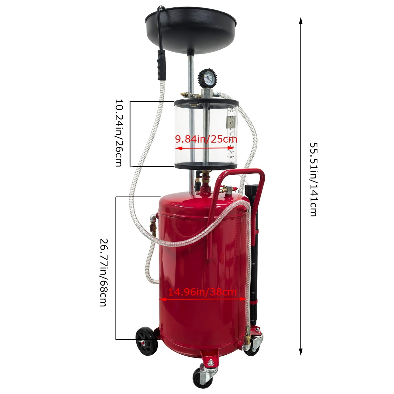 Pneumatic Waste Oil Extractor Portable Air Powered Drain Tank 70L for Garage Workshops