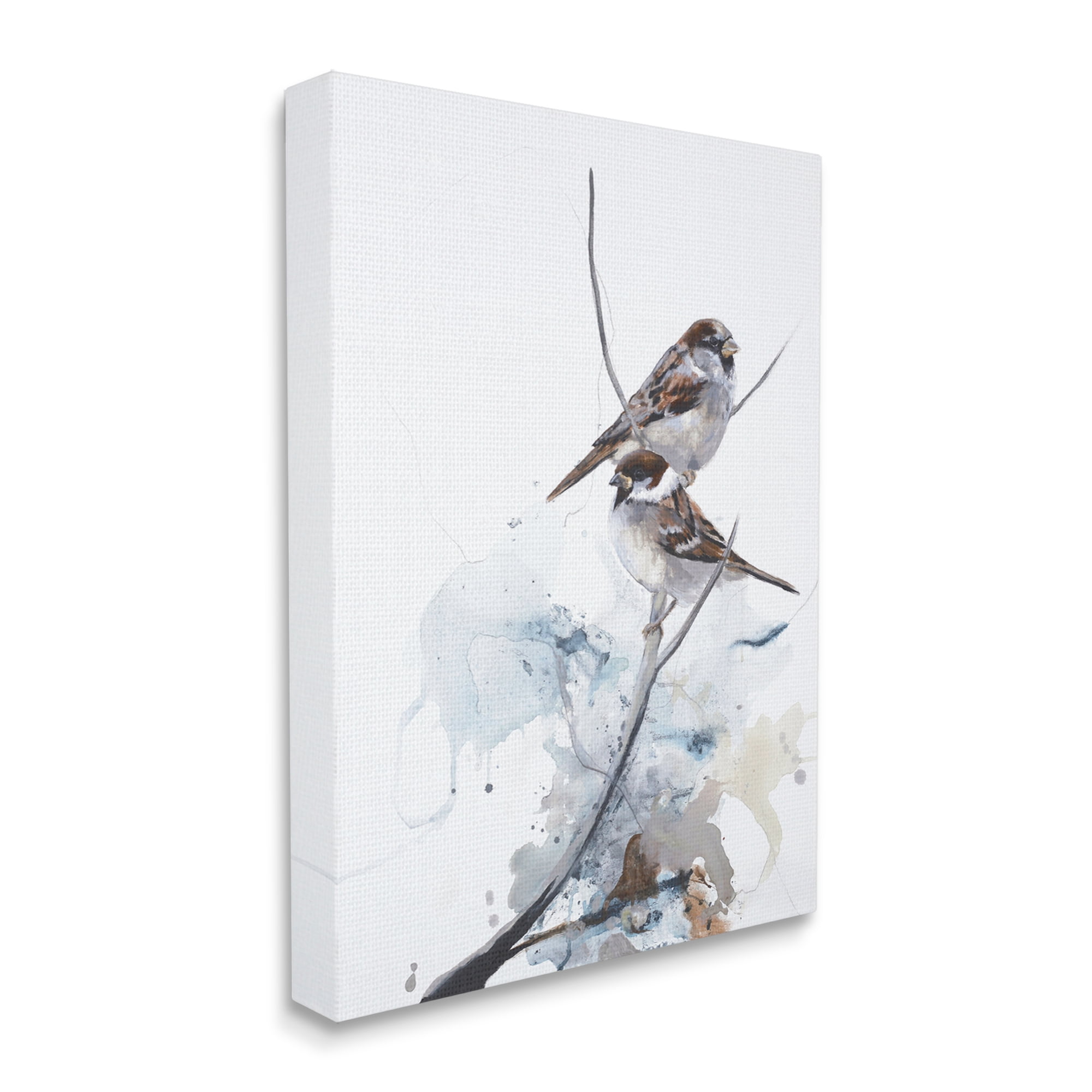 Stupell Industries Peaceful Sparrow Couple Abstract Branch Watercolor Painting, 16 x 20, Design by Design Fabrikken