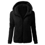 Winter Coats Womens Warm Winter Coats Fuzzy Fleece Parka Jacket Hooded Thicken Down Jacket Women Faux Fur Outerwear with Pockets Fleece Jacket Women