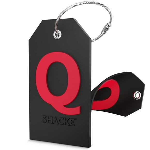 Initial Luggage Tag with Full Privacy Cover and Stainless Steel Loop (Black) (Q)