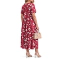 thumbnail image 3 of WellSize Plus Size Maxi Dresses for Women Casual V Neck Short Sleeve Floral Dress Summer Flowy Sundresses with Pockets, 3 of 8