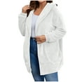 thumbnail image 5 of Fall Outfits for Women 2025 Cardigan Sweaters for Women Solid Winter Faux Coats Long Sleeve Hoddede Pockets Fleece Jacket Casual Trendy Outerwear, 5 of 8