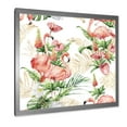 thumbnail image 2 of Designart 'Tropical Flowers & Gold Leaves With Pink Flamingos' Traditional Framed Art Print, 2 of 4