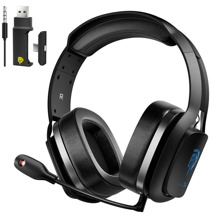 2.4G Wireless Gaming Headset BROUJOY Bluetooth Gaming Headphones with Detachable Microphone for PC PS5 PS4 PC Mac Nintendo Switch Bluetooth and 2.4G