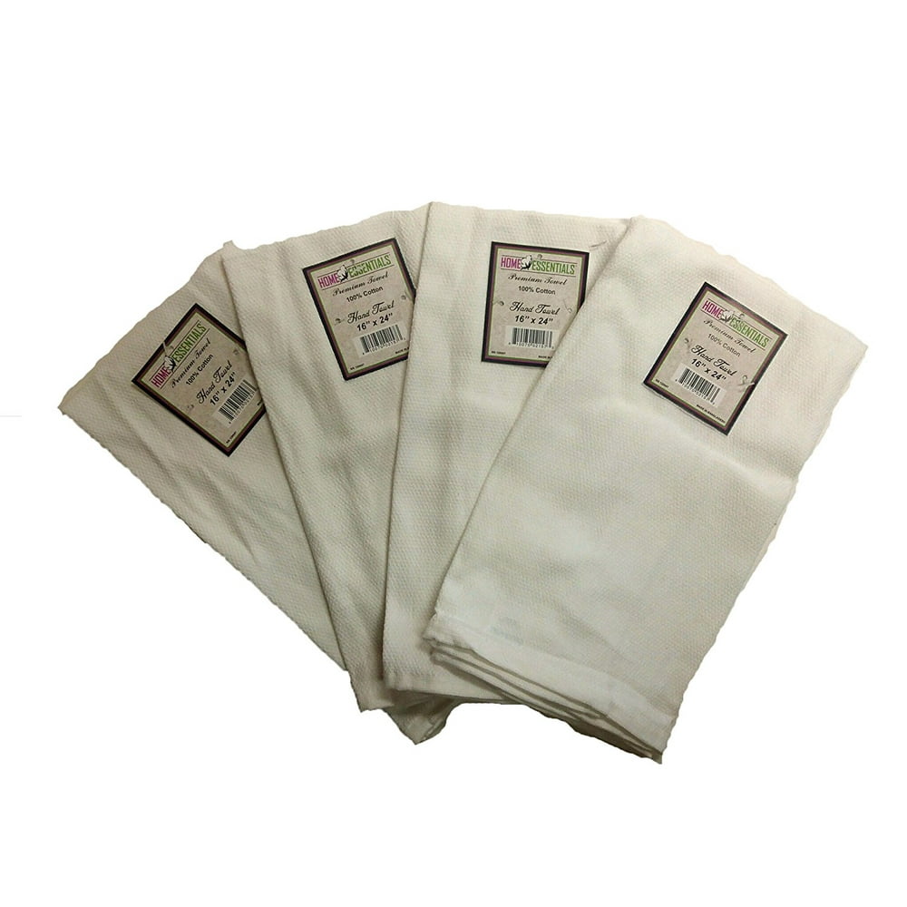 Set of 4 Home Essentials Premium 16" x 24" Hand Towels 100% Cotton