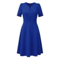 thumbnail image 2 of INSPIRE CHIC Robe de Bureau pour Femmes à Encolure Cœur Plissée à Manches Courtes Robe Fourreau Ligne A Bleu TG, 2 of 5