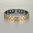 thumbnail image 4 of Wollet Magnetic Stainless Steel Magnetic bracelet for men, Gold black shell, Silver Interior, 4 of 7