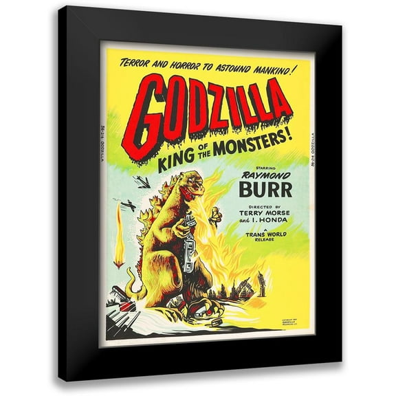 Hollywood Photo Archive 12x14 Black Modern Framed Museum Art Print Titled - Godzilla - King of the Monsters!