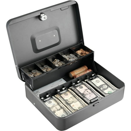 Steelmaster, MMF2216194G2, Tiered Tray Cash Box, Gray