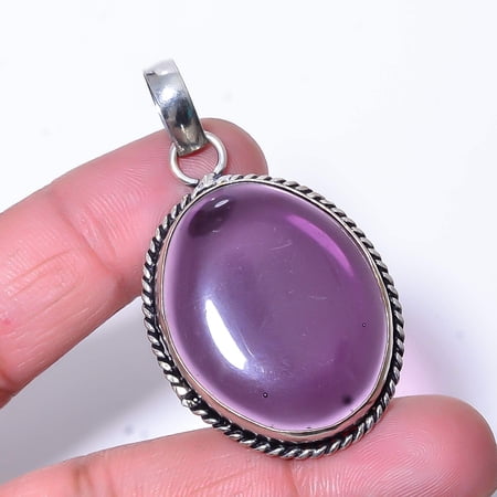 Purple Amethyst Designer Handmade 925 Sterling Silver Pendant 1.76" P309