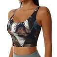 thumbnail image 2 of Cauagu Pirate Bulldog On Deck Pattern Sports Bras for Women,Round Neck Sports Bra Workout Crop Tank Tops Padded with Built in Shelf-Small, 2 of 8