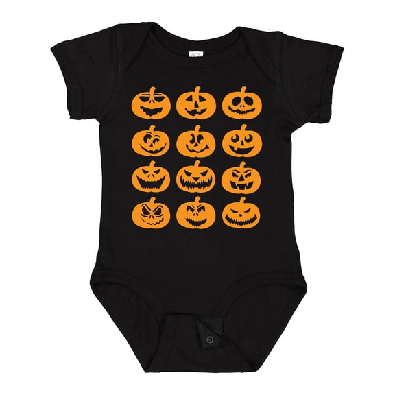 Inktastic Halloween Pumpkin Faces Orange Boys or Girls Baby Bodysuit