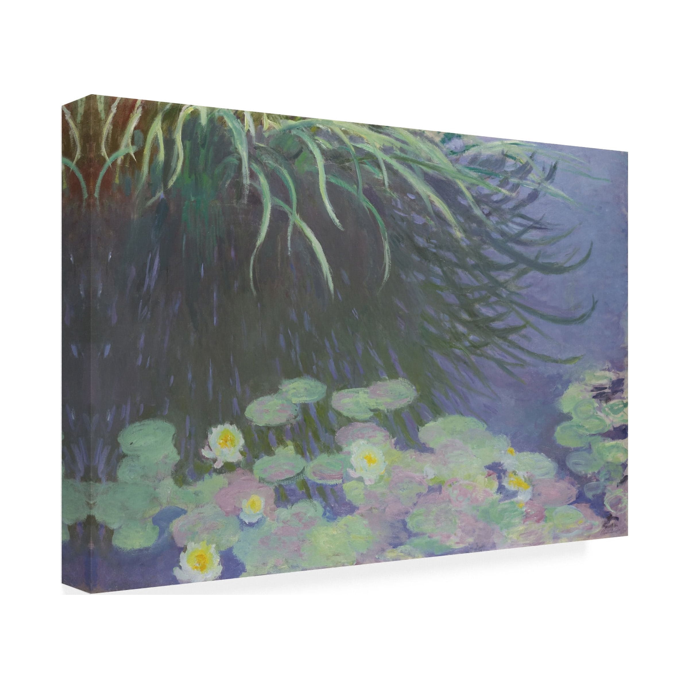 Claude Monet 'Water Lilies With Reflections Of Tall Grass' Canvas Art
