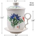 thumbnail image 2 of Chinese Porcelain Tea Mug-4 PCS Kit JingDeZhen Handmade Ceramic Kung Fu Tea Cup with Loose Leaf Tea Brewing System For Home Office Kitchen (Style P), 2 of 7