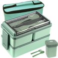 thumbnail image 1 of 1400ML Lonchera Portátil para Adultos, Bento Box Set de a Prueba Fugas con Compartimentos, Incluye Cubiertos, Bolsa de Almuerzo y Sopa Caja, Lonchera Bento Apto para Microondas y Lavavajillas(Verde), 1 of 7
