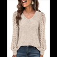 thumbnail image 3 of Blusas de Encaje de Larga para Mujer, Suéteres de Cuello en V A para Otoño 2025, Atuendos Elegantes e Informales de Invierno Albaricoque M, 3 of 9