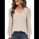 thumbnail image 3 of Blusas de Encaje de Larga para Mujer, Suéteres de Cuello en V A para Otoño 2025, Atuendos Elegantes e Informales de Invierno Albaricoque M, 3 of 9