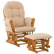 Storkcraft Hoop Glider and Ottoman Espresso with Beige Cushions