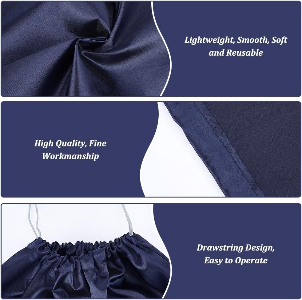 12 Pcs Dust Bags for Handbags 15.6×19.7 Inch Silk Storage Bags Portable Drawstring Pouch Cloth Travel Bags for Handbags Purses Shoes Boots Midnight Blue Blue