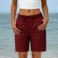 thumbnail image 2 of Women's Soft Fabric Elastic Waist Drawstring Shorts with Functional Pockets, Tummy Control Body Shaping, Breathable Quick Dry for Running, Casual Lounge & Travel | TruHer,Wine M, 2 of 9