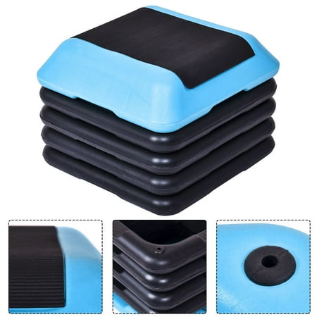 Costway 16''Aerobic Step System 4 Risers Fitness Exercise Stepper Platform Cardio Workout