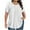 White, variant on Uaswgudfs Women's Crew Neck Blouse Top with Short Sleeves and Front Pleats - Curved Hemline for Feminine Summer Casual Wear
