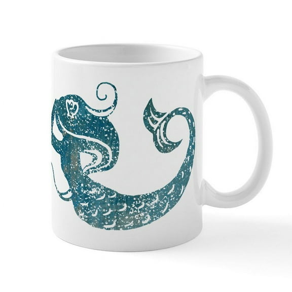 CafePress - Worn Mermaid Graphic Mug - 11 oz Ceramic Mug - Novelty Coffee Tea Cup