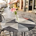 thumbnail image 6 of Black Beige Rhombus Round Tablecloth for 36-44 Inch Tables, Fitted Table Cover with Elastic Edge, Vintage Geometric Art Waterproof Outdoor Table Cloth Protector for Patio Garden Dinner Picnic, 6 of 9