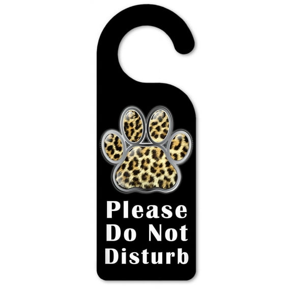 Do Not Disturb Door Knob Hanger Sign - Leopard Paw