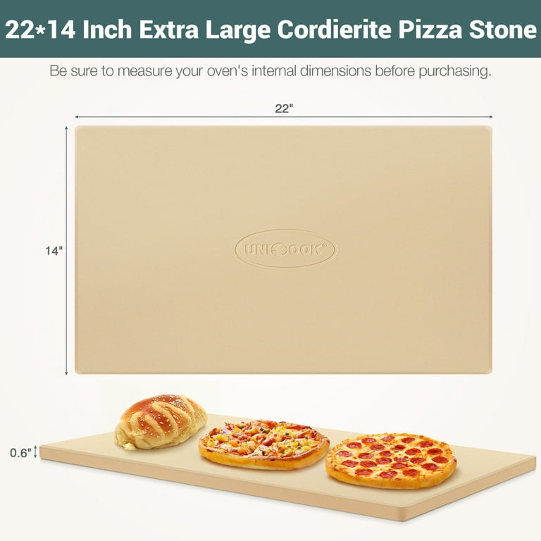 Extra Large Rectangular Pizza Stone - 22 X 14 X 0.6 Inch Cordierite, For Oven & Grill, Includes Scraper & Parchment Paper