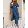 thumbnail image 4 of Oudiya Women's 3 Piece Knit Lounge Set Pajama Long Sleeve Cardigan Sleeveless Top Pants Sweatsuit S-XXL, 4 of 6
