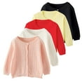thumbnail image 3 of Zwiiyzr Toddler Baby Girls Cardigan Sweaters Long Sleeve Cable Knit Button Front Fashion Cute Color Thin Cardigan Coat 18M-7Y Pink, 3 of 9