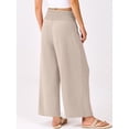 thumbnail image 3 of Pantalones Palazzo ANRABESS para mujer, cintura alta, pierna ancha, color almendra, 3 of 6