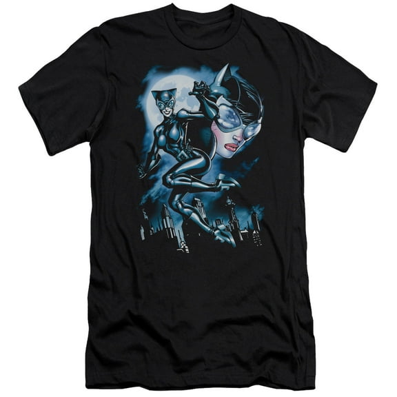 Batman Moonlight Cat Premium Canvas T-Shirt Adult Slim Fit 30/1 Black
