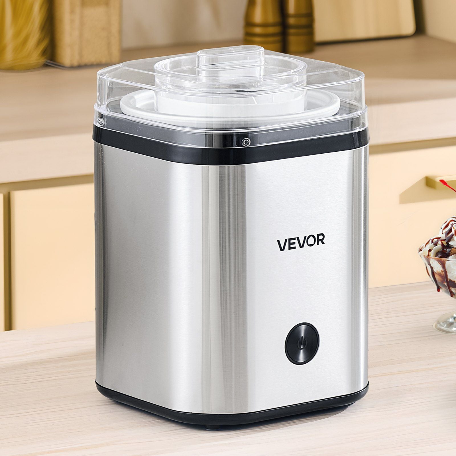 Ice Cream Maker, 2.11 Qt. Large Capacity, Electric Automatic Ice-Cream Machine, with Easy Operation & Cleaning, Stainless Steel Shell, for Homemade Frozen Yogurt, Fruit Sorbet, Gelato, Silver