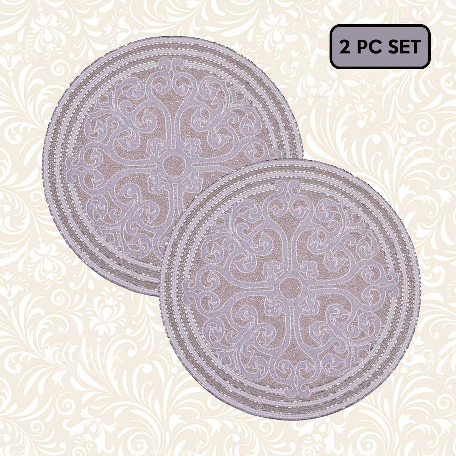 Decozen Set of 2 Embroidered Beaded Placemats Decorative Placemats with